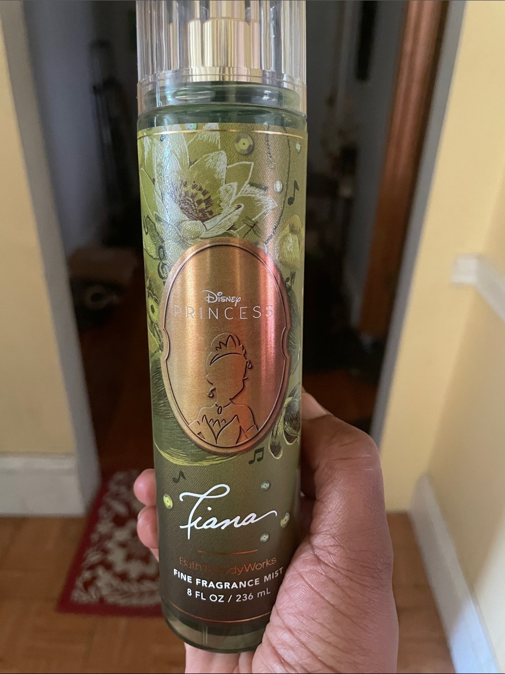Disney Princess Tiana Green Fragrance Mist with Rose-Gold Label